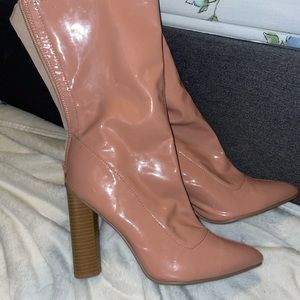 Pink boots with heels